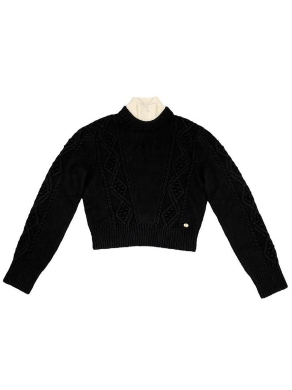 Chanel Knitwear Coconage Collection Knit Top High Neck Black White 34